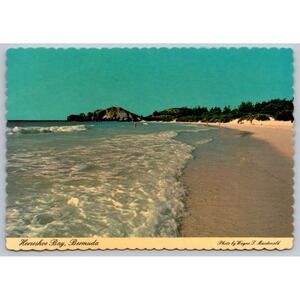 Vintage Horseshoe Bay Bermuda Postcard Beach Ocean Scalloped Edge